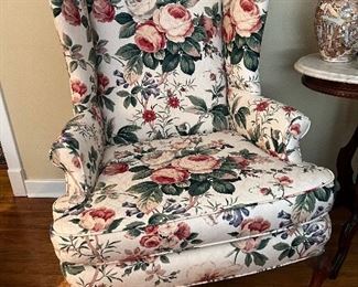 Floral wing chair