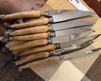 Antique Horn Handled knives- need some handle repairs - all parts there