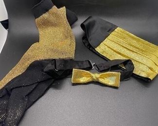 Black Gold Dress Socks Bow Tie Cummerbund