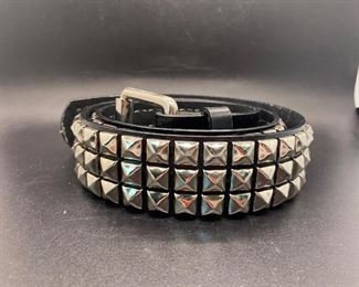 Black Bonded Leather Square Stud Belt