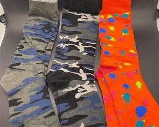 Colorful Camo and Paint Splatter Mens Dress Socks