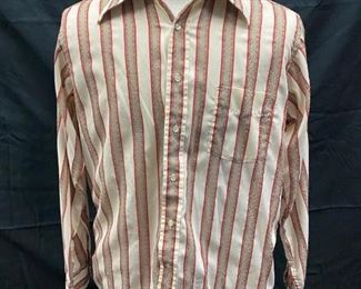 Creighton Shirtmakers Mens Vintage Striped Button Front Long Sleeve Shirt