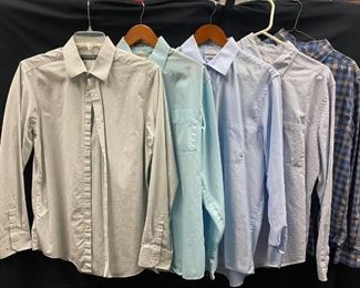 Lot of 5 Mens Long Sleeve Button Front Casual Dress Shirts Medium Large