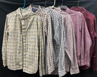 Lot of 6 Mens Long Sleeve Button Front Business Casual Dress Shirts Medium Large