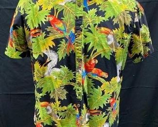 Mens Button Front Cactus Man Ricky Singh Tropical Parrot Hawaiian Shirt Slim Fit Large