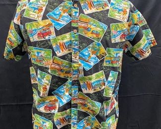Mens Cactus Man Ricky Singh Colorful Postcard Classic Car Hawaiian Shirt Slim Fit Large