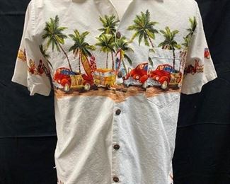 Mens High Surf Hawaiian Beach Classic Car Themed Button Front Cotton Short Sleeve Shirt
