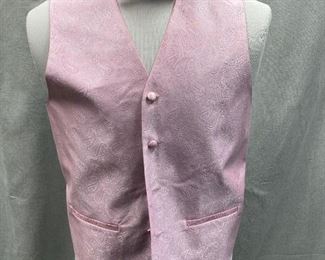 Mens Umo Lorenzo Pink Paisley Full Back Formal Vest with Matching Bow Tie Small