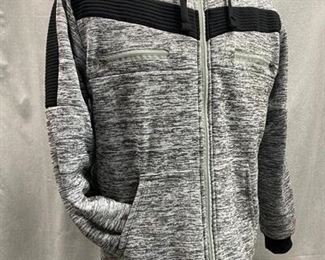 Old Skool Grey Black Fleece Lined Hoodie Zipper Jacket XL