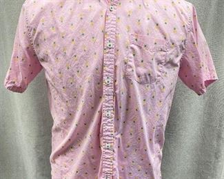 Sovereign Code Los Angeles Mens Pale Pink Pineapple Pattern Short Sleeve Button Front Shirt