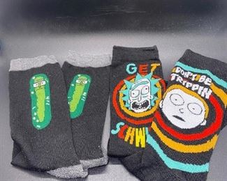 Two Pairs of Ricky Morty Novelty Crew Socks Pickle Get Schwifty