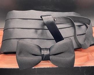 Vintage Black Coral Peach Cummerbund and Bow Tie Sets