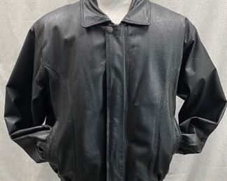 Vintage Black Oscar Piel Leather Biker Bomber Flight Jacket Size Medium