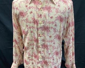 Vintage Mens Long Sleeve Floral Button Front Shirt Groovy Group for Penneys Towncraft Large