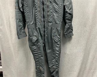 Vintage Retro 1980s Vincente Nesi Grey Nylon Zipper Front Flight Suit Jumpsuit