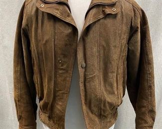 Vintage Wilsons Leather Worn Brown Leather Zipper Snap Front Bomber Jacket Medium
