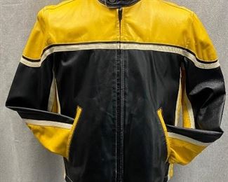 Wilsons Leather M. Julian Yellow Black Moto Motorcycle Jacket Medium