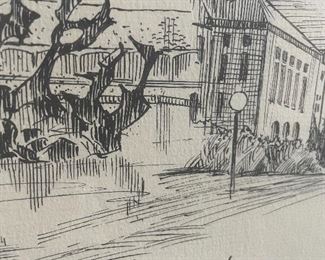 Al Cigich framed  pen & ink drawing