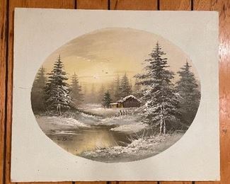Winter scene painting 