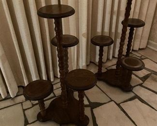Pair of wooden plant stands