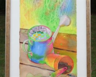 Beverly Lake Hoffman - Signature Member National Watercolor Society - Framed Still Life - “In the Weeds” - 29”H by 19”W 