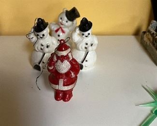 Plastic snowmen and Santa