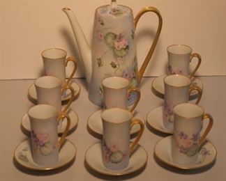 Hand Painted Chocolate Pot and Cups
