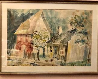 Watercolor - 1960s - Beverly Lake (Hoffman) - Mississippi River Town