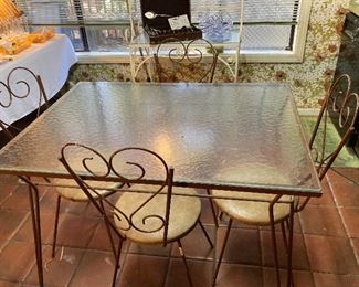 Mid Century Glass Kitchen Table 4 Chairs