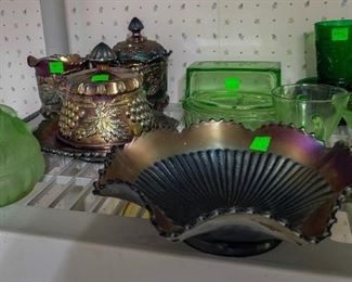 Green and carnival glass