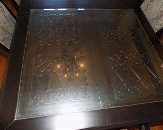 Formal Glass Topped Dining Table w/8 Chairs and 2 Extensions