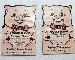 1950's Paper Piggie Banks for Quarters and Dimes