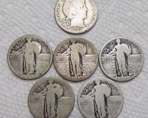 Silver Standing Liberty and Barber Quarters