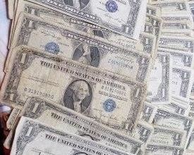 Silver Certificates in Various Conditions.  