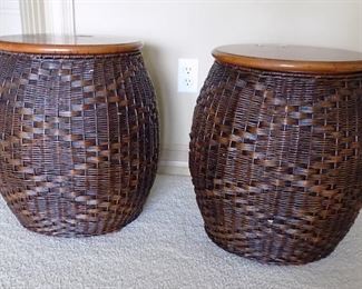 Large Wicker Storage End Tables