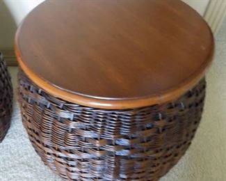 Large Wicker Storage End Tables