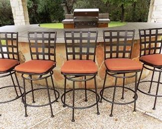 Ow Lee Casa Wrought Iron Heavy Duty Outdoor Barstools
