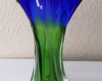 Blue-Green Art Glass Vase