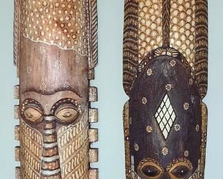 40” Wooden Handcarved  African Masks
