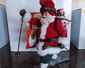 Large Skiing Santa Figure NIB