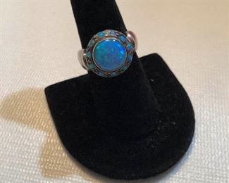 Sterling Blue Opal Ring 