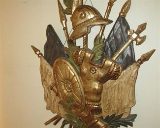 Carved wooden wall shield