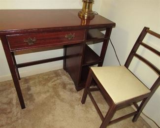 Petite mahogany desk & chair