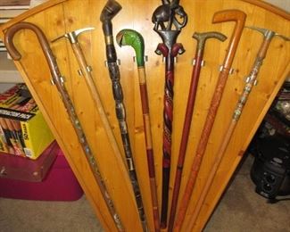 Many antique canes from all over the world