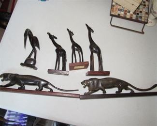 Vintage carved bull horn animals
