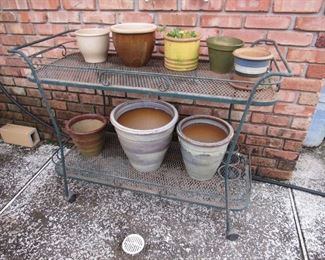 Wrought iron rolling bar cart