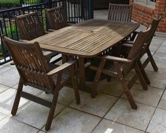 outdoor dining table and six (6) chairs