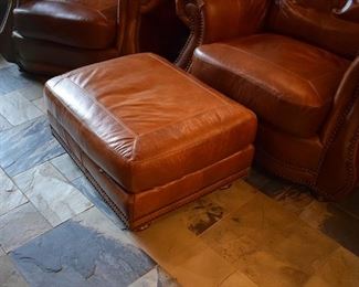 leather club chairs (3), ottoman (1), nailhead trim