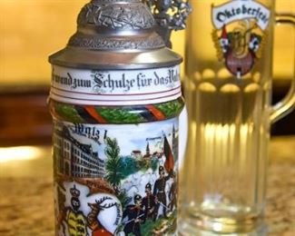German beer lidded stein