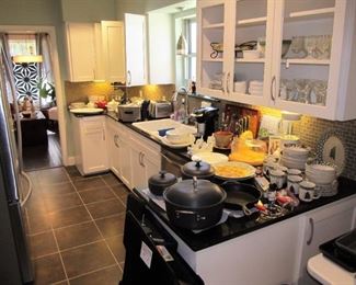 Lots of goodies in the kitchen including a Kitchen Aid - Proline Series. Featured are - Bormioli, Tefal, Cuisinart, Keurig, La Creuset, Cast-iron, Longaberger, Gibson, Threshold, Corningware, Folk Craft, YHY, Gloria Vanderbilt, Revereware, & more!